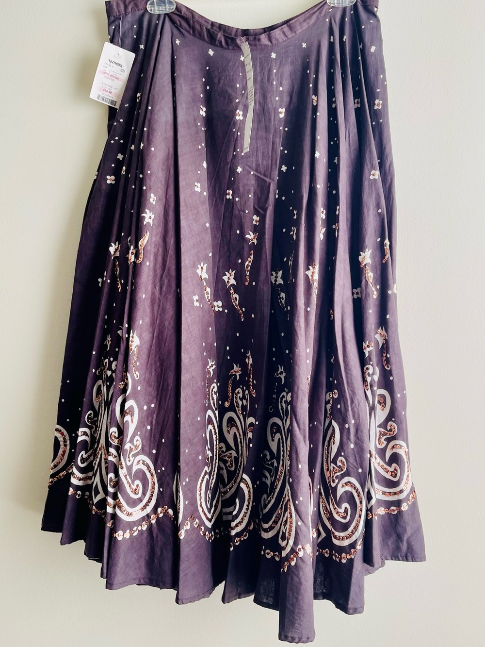 Floral Midi Skirt Brown and Gold